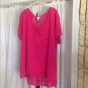 Pink lace back shirt